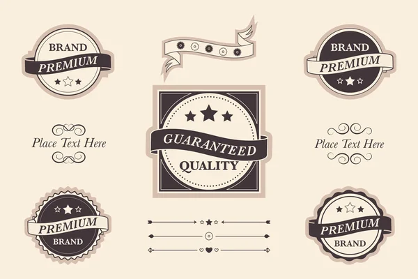 Süslü tasarım öğeleri. Shabby Chic vektör simgeleri, amblemler, afişler ve kopya alanı metin ile mühürler.