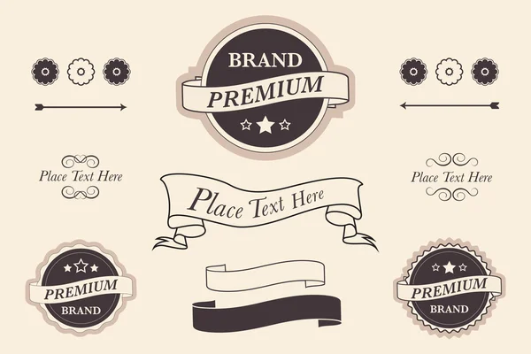 Süslü tasarım öğeleri. Shabby Chic vektör simgeleri, amblemler, afişler ve kopya alanı metin ile mühürler.