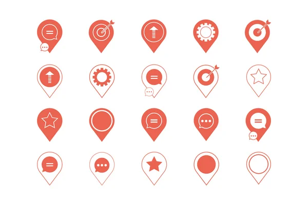 Mercan iğnesi işaretçerçevelerinde simgeler, logolar ve tasarım öğeleri kümesi. 