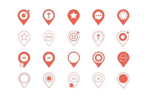 Mercan iğnesi işaretçerçevelerinde simgeler, logolar ve tasarım öğeleri kümesi. 