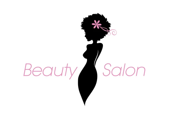 Kurvige weibliche Körpersilhouette. Vektor Schönheit, Mode, Salon, Wellness-Business-Logo mit Copy Space Text. — Stockvektor