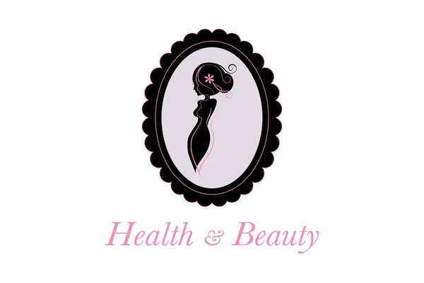 Kurvige weibliche Körpersilhouette in einem schäbigen Chic-Rahmen. Vektor Schönheit, Mode, Salon, Wellness-Business-Logo mit Copy Space Text. — Stockvektor