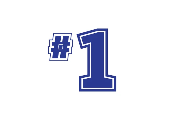 Nummer één team pictogram. Sport hashtag blauw en nummer 1 logo ontwerpelement. — Stockvector