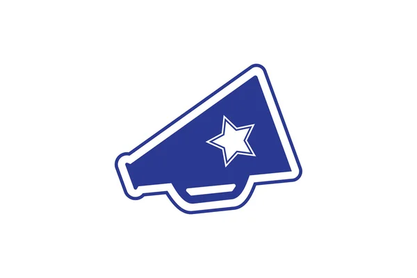 Megáfono azul e icono del equipo estrella. Diseño logo deportivo elemento — Vector de stock