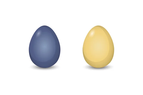 Boyutlu mor ve sarı yumurta. Vektör 3d yumurta şekil kümesi.