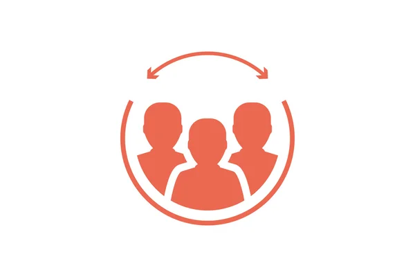 Sosyal Internet simgesini. Daire ok ve insanlar düz vecor simgesi