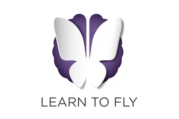 Vektör logo kesme ve kopyalama alanı metin kelebek ve beyin 