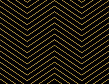 Kesintisiz çizgili chevron duvar kağıdı arka plan altın rengi ve siyah ayarlayın. Klasik moda vektör zemin.