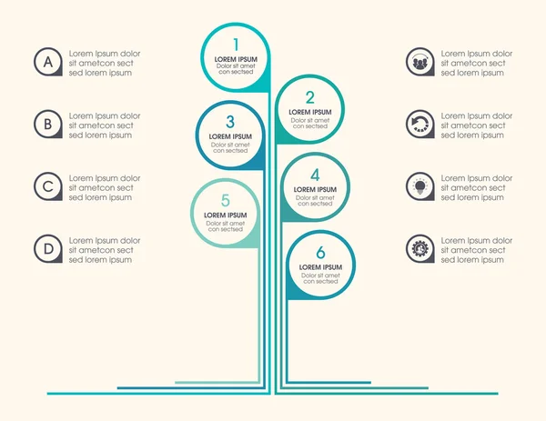 Ağaç Infographic simgeler, numaraları ve yer tutucu metin. Yeşil iş diyagramı.