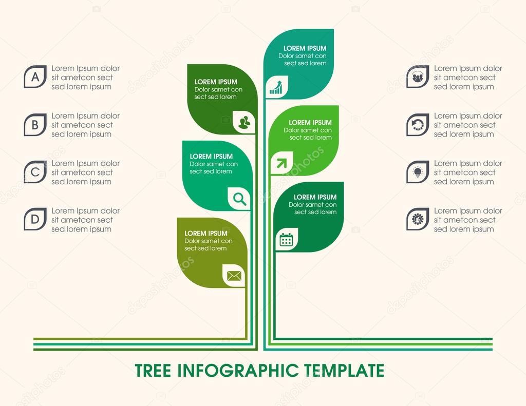 tree infographic with icons numbers and placeholder text tree infographic template