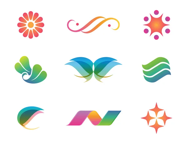 Set de vectores de spa y logotipos de belleza. Iconos de marca comercial y elementos de diseño . Ilustración de stock