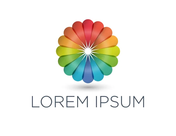 Gökkuşağı çiçek logosu ve yer tutucu metin. Şirket marka kavramı.