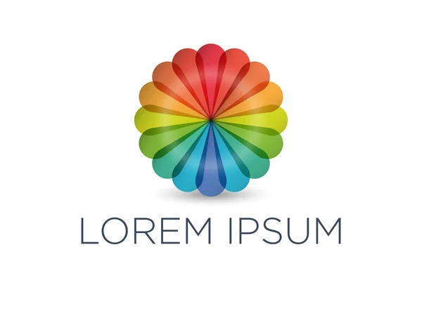Gökkuşağı çiçek balon logo ve yer tutucu metni. Şirket marka kavramı.