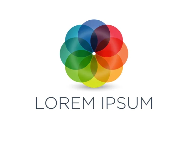 Gökkuşağı çiçek balon logo ve yer tutucu metni. Şirket marka kavramı.