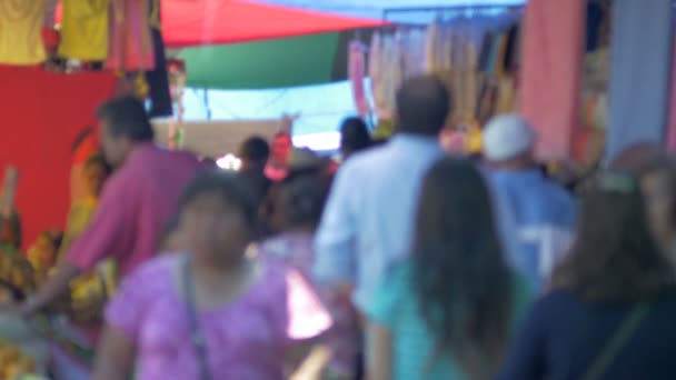 사람들의 군중과 산 미구엘 데 알렌데 멕시코의 야외 시장 — 비디오