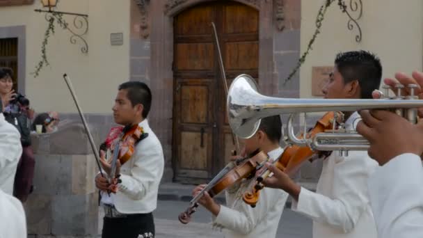 Un grupo de artistas de mariachi terminan su canción — Vídeo de stock