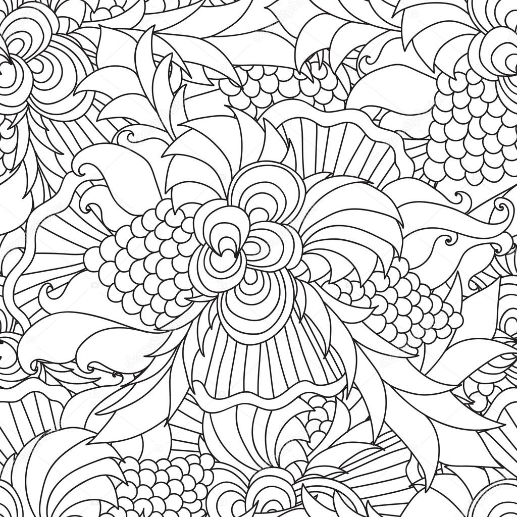 Disegni da colorare per adulti Decorativo a mano doodle disegnato natura ornamentale ricciolo impreciso Reticolo