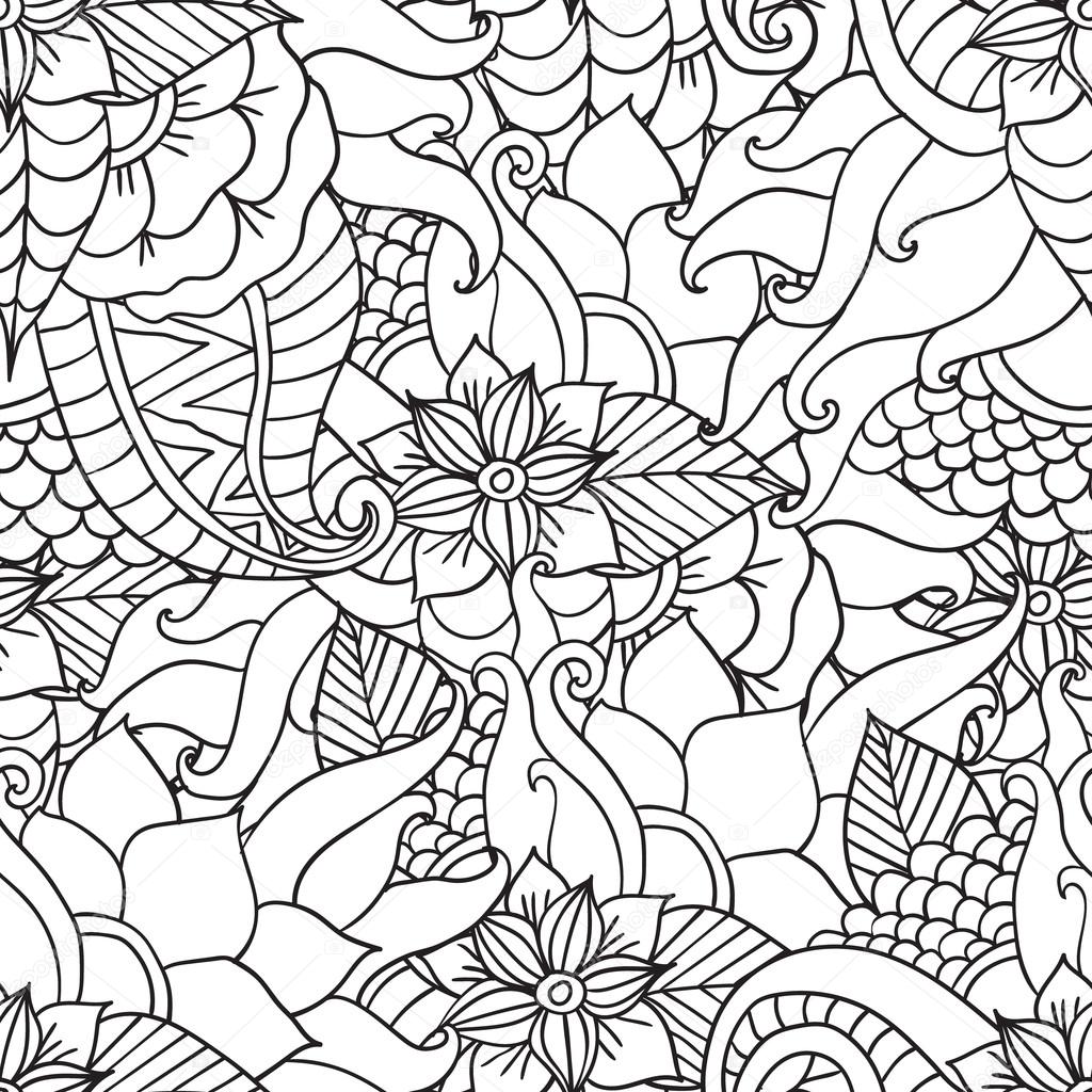 Disegni da colorare per adulti Decorativo a mano doodle disegnato natura ornamentale ricciolo impreciso Reticolo