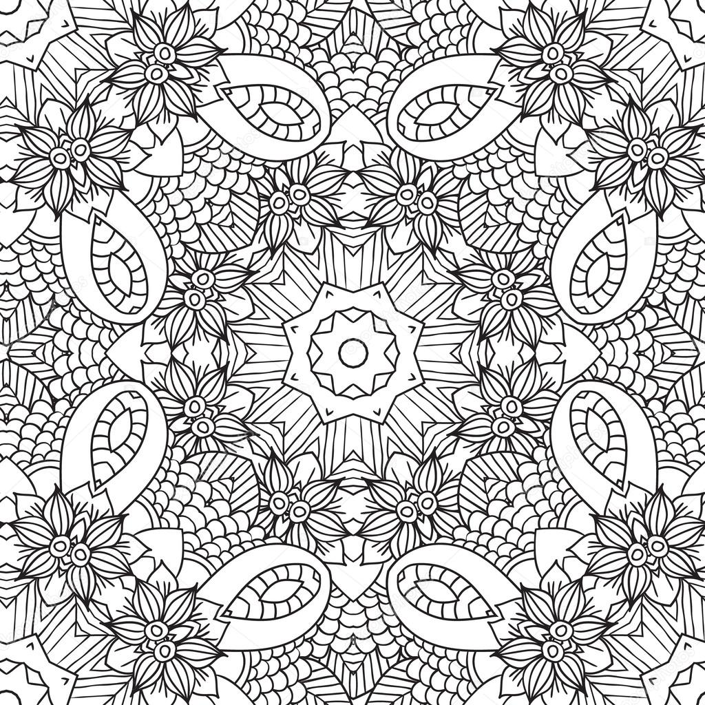 Disegni da colorare per adulti Decorativo a mano doodle disegnato natura ornamentale ricciolo impreciso Reticolo