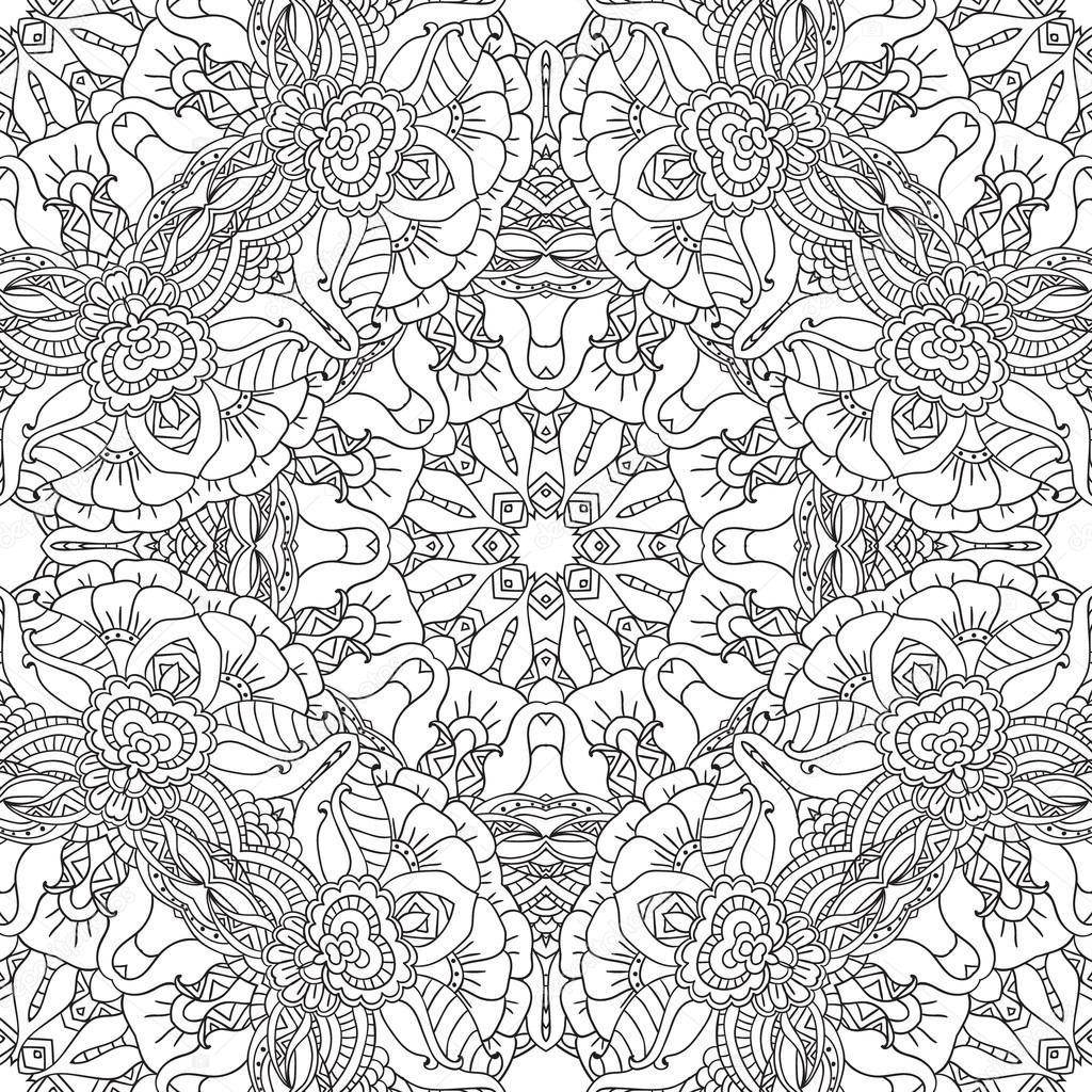 Coloring Pages For Adults Decorative Hand Drawn Doodle Nature