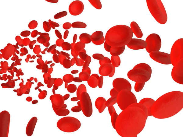 Erythrozyten der roten Blutkörperchen im Inneren der arteriellen oder kapillaren Blutgefäße. — Stockfoto