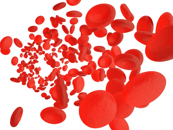 Röda blodkroppar erytrocyter i inre av arteriell eller kapillär blodkärl. — Stockfoto