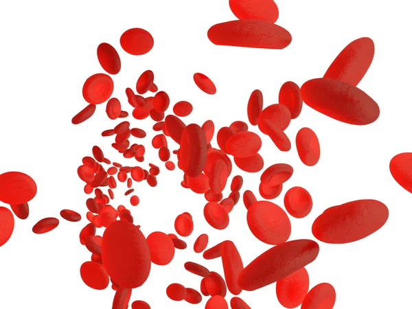 Red blood cells erythrocytes in interior of arterial or capillary blood vessel. — Stock Photo, Image