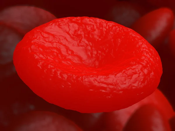 Red blood cell erythrocyte in interior of arterial or capillary blood vessel. — Stock Photo, Image