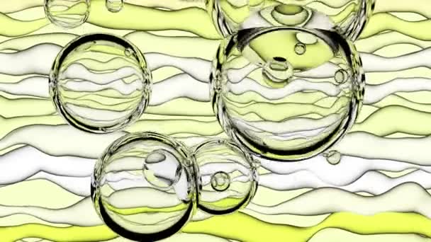 Absztrakt háttér üveg buborék és vonagló szalagok. — Stock videók