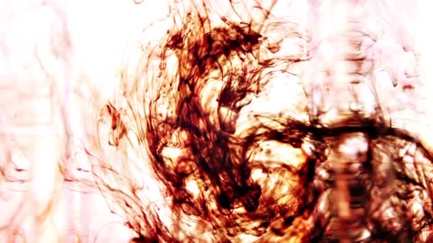 Encre rouge brun dans l'eau . — Video