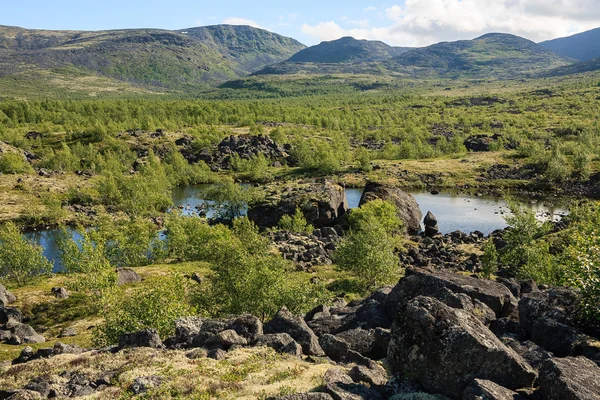 . Mountain lake in landscape of polar region. — Stock Photo, Image