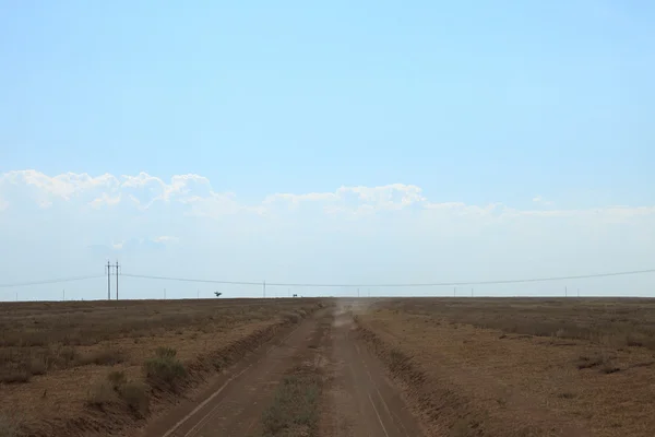 Camino de tierra arenosa en el desierto de sal paisaje — Foto de Stock