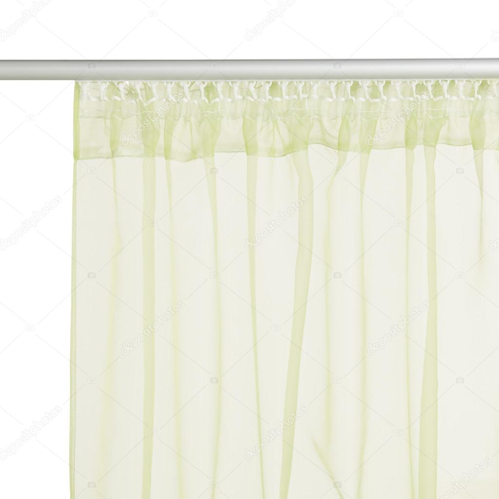 Fragment van het gordijn licht groene doorschijnend organza met ... Fragment van het gordijn licht groene doorschijnend organza met ...