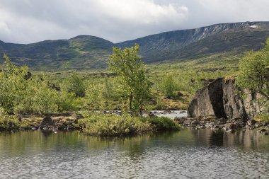 Peyzaj kutup bölgesinin dağ gölü. 