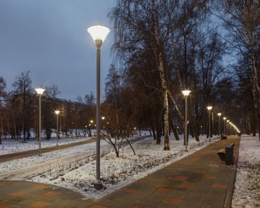 Akşam aydınlatma kış kentsel Park.