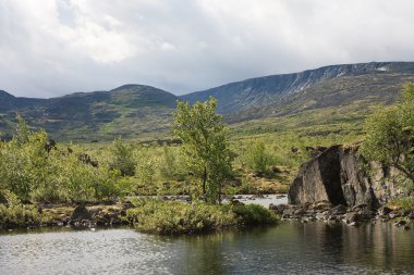 Peyzaj kutup bölgesinin dağ gölü. 