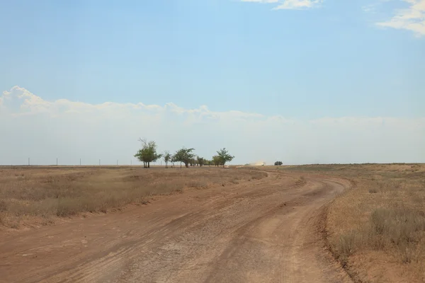 Estrada rural arenosa no deserto de sal — Fotografia de Stock