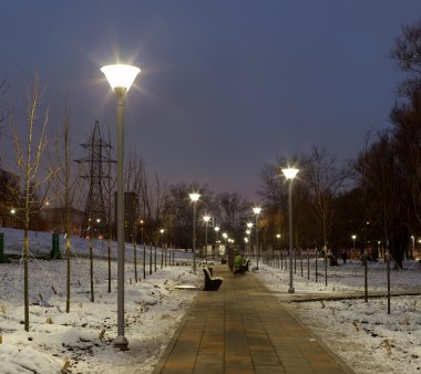 Akşam aydınlatma kış kentsel Park.