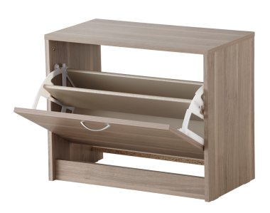 Beyaz izole ayakkabı kabine. 