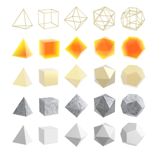 Set of geometric shapes, platonic solids — Stock Photo, Image