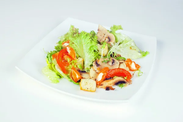 Salade de saumon fumé, champignons, carottes et laitue — Photo