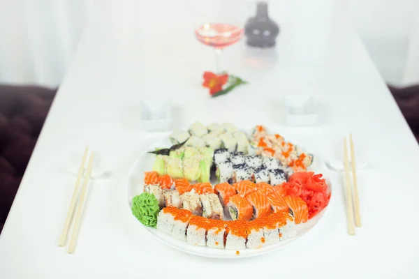 Sushi and rolls, Japanese cuisine — Stock Photo, Image