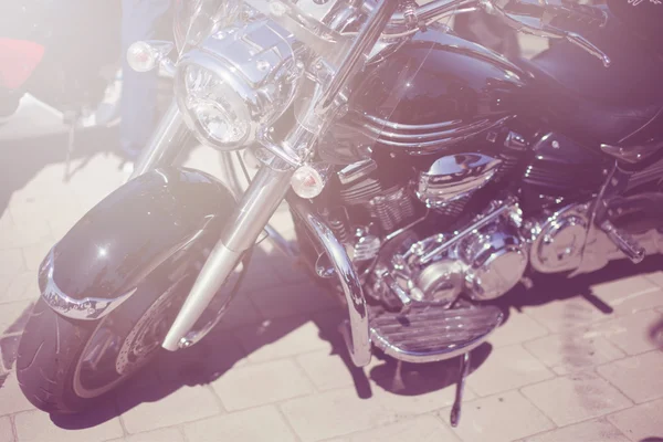 Motorcykel detalj. Chrome motorcykel Detaljer närbild. — Stockfoto