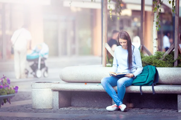 A shot of an ethnic college student studying on campus — Stock Photo, Image