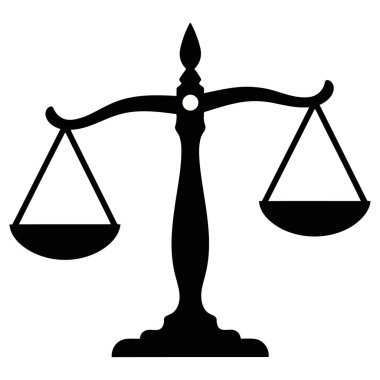 Hukuk terazileri ve adalet sembolü. vektör illüstrasyonu
