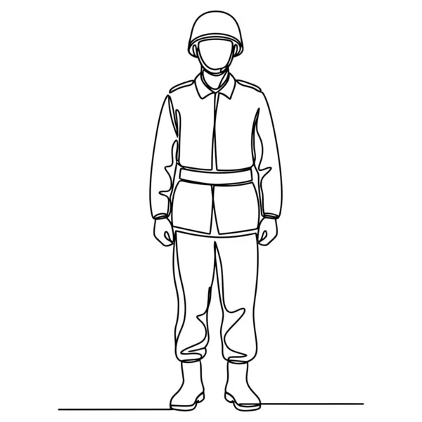 Üniformalı bir askerin tek sıra çizimi askeri, gazi ya da anma günü tasarımları için güç, onur ve vatanseverlik gururu taşır.