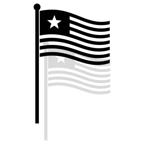 Siyah beyaz Liberya bayrağını dalgalanan bir yıldızla vurmak, vatansever projeler için ideal, tarihsel içerik veya ulusal gurur ve dayanışmayı sembolize eden