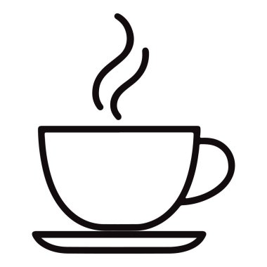 Yükselen buharlı minimalist kahve bardağı ikonu. Sıcaklık ve rahatlığı çağrıştırıyor. Menüler, web siteleri ve kahve, kafe veya sabah rutinleri ile ilgili markalaşma için ideal.