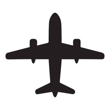 Seyahat tasarımları ve uygulama arayüzleri için modern uçak simgesi. Serüvenin, turizmin ve küresel seyahatin gösterişli bir sembolü. Havacılık ve ulaşım projeleri için mükemmel.