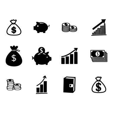 Tasarruf, yatırım ve finansal büyüme gösteren bu ikonlar ile finansal içeriğinizi yükseltin. Sunumlar, web siteleri ve pazarlama materyalleri için ideal.